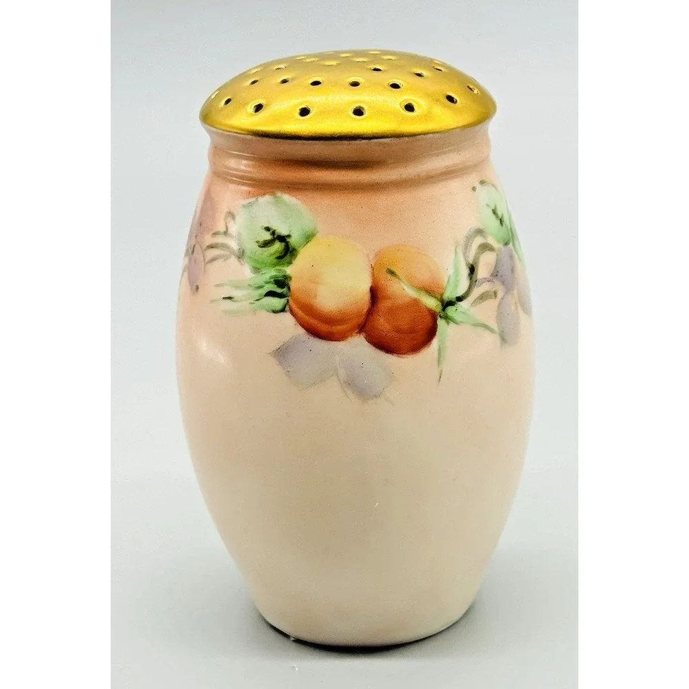 Vintage‎ Hand Painted Floral Satin Glass Sugar Shaker Muffineer Austria 4.5 inch